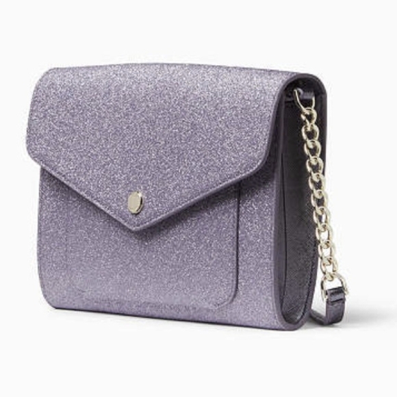 KATE SPADE Tinsel Flap Glitter Crossbody Purse in Lilac Frost ~ NWT - Picture 4 of 13